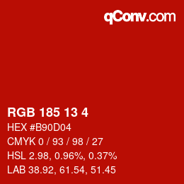 Color code: RGB 185 13 4 | qconv.com