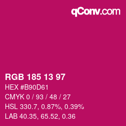 カラーコード: RGB 185 13 97 | qconv.com