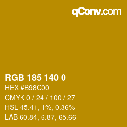 カラーコード: RGB 185 140 0 | qconv.com