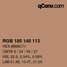 颜色代码: RGB 185 140 113 | qconv.com