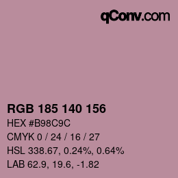 カラーコード: RGB 185 140 156 | qconv.com