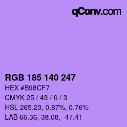 Color code: RGB 185 140 247 | qconv.com