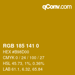 Color code: RGB 185 141 0 | qconv.com