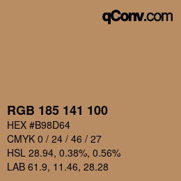 Color code: RGB 185 141 100 | qconv.com