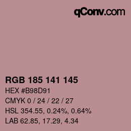 カラーコード: RGB 185 141 145 | qconv.com