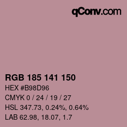 Color code: RGB 185 141 150 | qconv.com