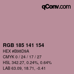 Color code: RGB 185 141 154 | qconv.com