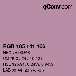Color code: RGB 185 141 166 | qconv.com