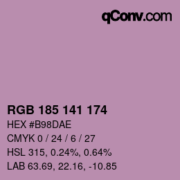 カラーコード: RGB 185 141 174 | qconv.com