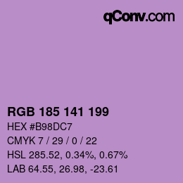 Color code: RGB 185 141 199 | qconv.com