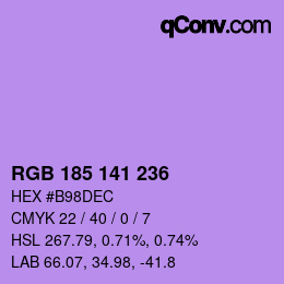 Color code: RGB 185 141 236 | qconv.com