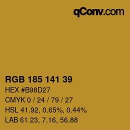 Color code: RGB 185 141 39 | qconv.com