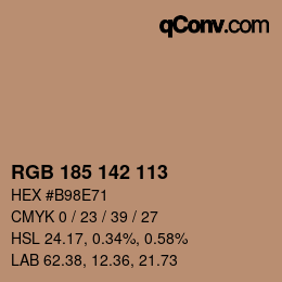 Color code: RGB 185 142 113 | qconv.com