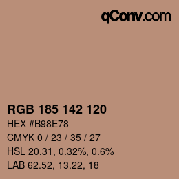 Color code: RGB 185 142 120 | qconv.com