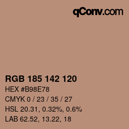 Color code: RGB 185 142 120 | qconv.com