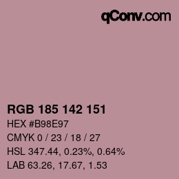 Color code: RGB 185 142 151 | qconv.com