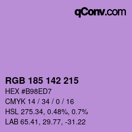 Color code: RGB 185 142 215 | qconv.com