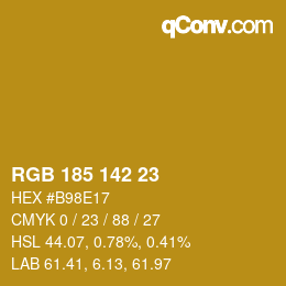 Color code: RGB 185 142 23 | qconv.com