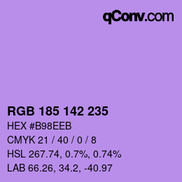 Color code: RGB 185 142 235 | qconv.com