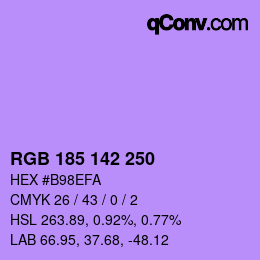 Color code: RGB 185 142 250 | qconv.com