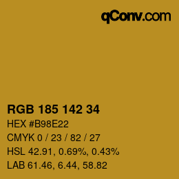 Color code: RGB 185 142 34 | qconv.com