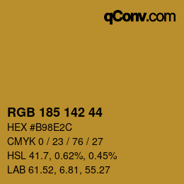 Color code: RGB 185 142 44 | qconv.com