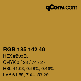 Color code: RGB 185 142 49 | qconv.com