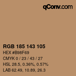 Color code: RGB 185 143 105 | qconv.com