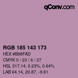Color code: RGB 185 143 173 | qconv.com