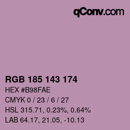 Color code: RGB 185 143 174 | qconv.com