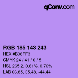 Color code: RGB 185 143 243 | qconv.com
