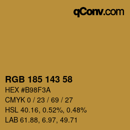 Color code: RGB 185 143 58 | qconv.com