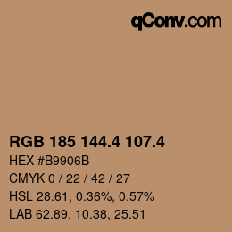 カラーコード: RGB 185 144.4 107.4 | qconv.com