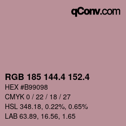 カラーコード: RGB 185 144.4 152.4 | qconv.com