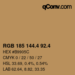 カラーコード: RGB 185 144.4 92.4 | qconv.com