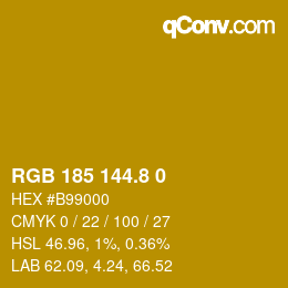 カラーコード: RGB 185 144.8 0 | qconv.com