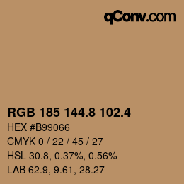 カラーコード: RGB 185 144.8 102.4 | qconv.com