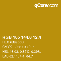 カラーコード: RGB 185 144.8 12.4 | qconv.com