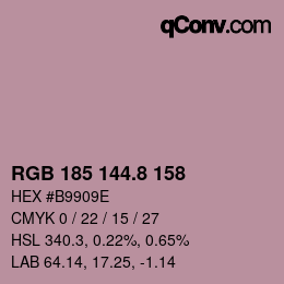 カラーコード: RGB 185 144.8 158 | qconv.com