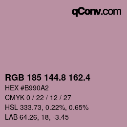 カラーコード: RGB 185 144.8 162.4 | qconv.com