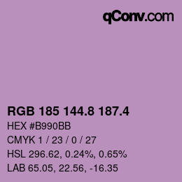 カラーコード: RGB 185 144.8 187.4 | qconv.com