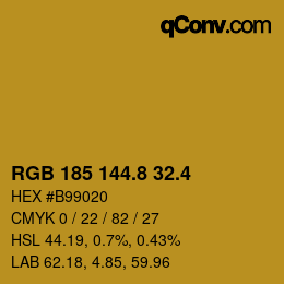 カラーコード: RGB 185 144.8 32.4 | qconv.com