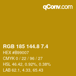 カラーコード: RGB 185 144.8 7.4 | qconv.com