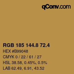 カラーコード: RGB 185 144.8 72.4 | qconv.com
