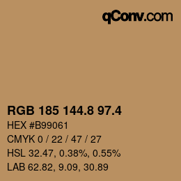 カラーコード: RGB 185 144.8 97.4 | qconv.com