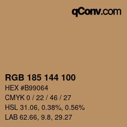 Color code: RGB 185 144 100 | qconv.com