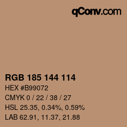 Color code: RGB 185 144 114 | qconv.com
