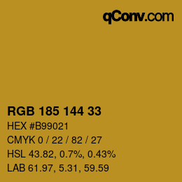 Color code: RGB 185 144 33 | qconv.com