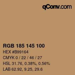 Color code: RGB 185 145 100 | qconv.com