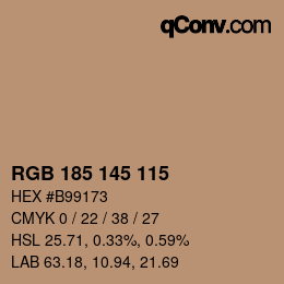 Color code: RGB 185 145 115 | qconv.com